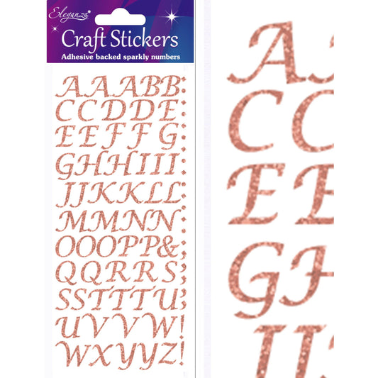 Eleganza Craft Self-Adhesive Stylised Alphabet Glitter Stickers - Rose Gold-The Creative Bride