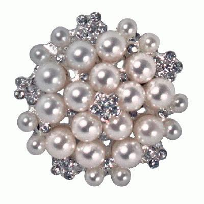 Eleganza Pearl & Diamanté Cluster Brooch 25mm-The Creative Bride