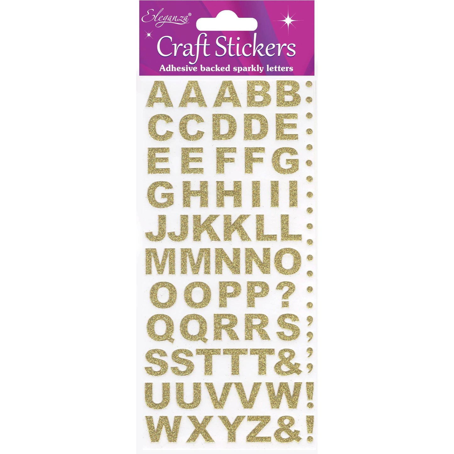 Eleganza Self Adhesive Glitter Alphabet Sticker Embellishments - Bold Gold-The Creative Bride