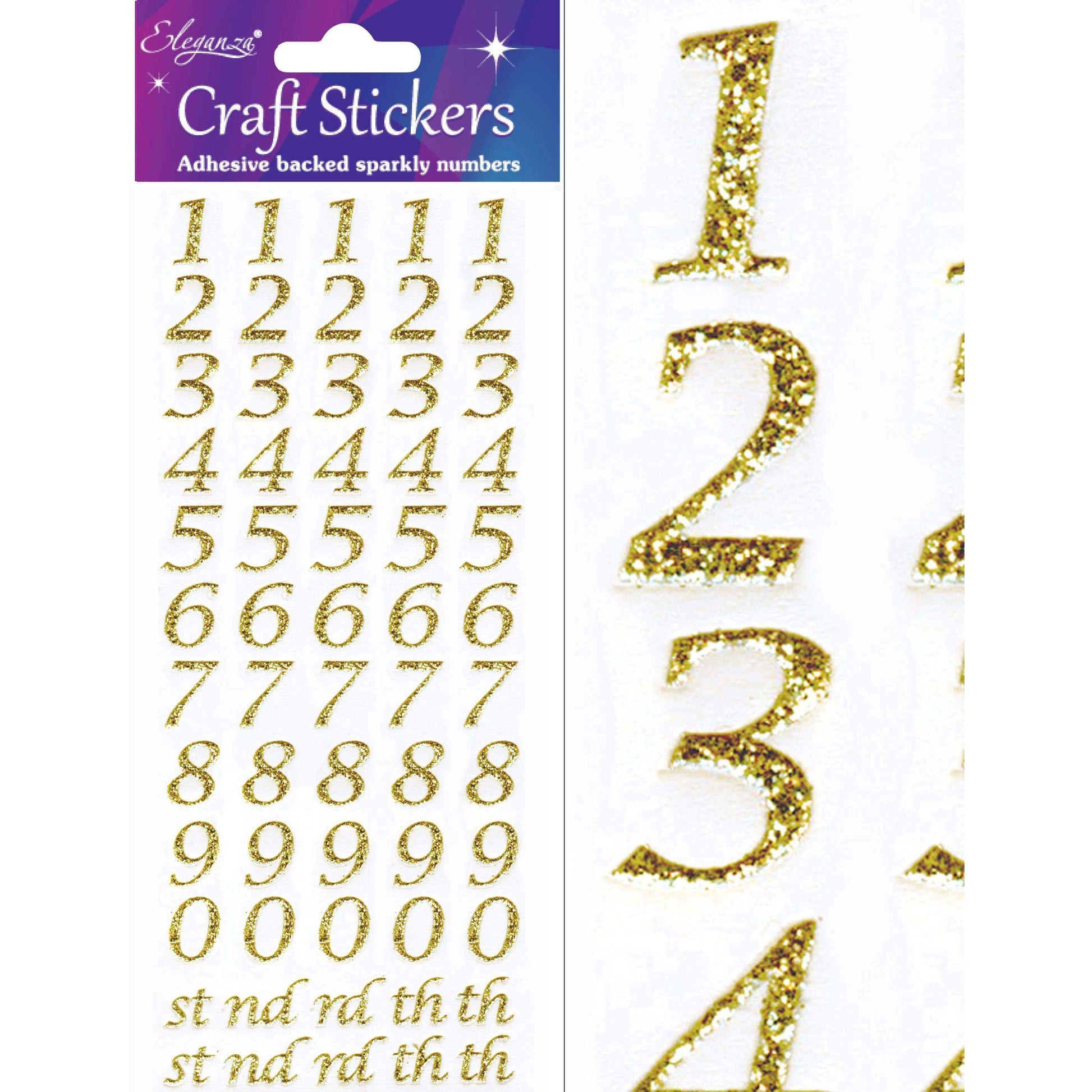 Eleganza Self Adhesive Glitter Number Stickers Embellishments - Italic –  The Creative Bride