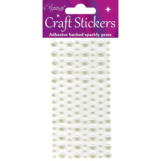 Eleganza Self-Adhesive Mixed Sizes Round Pearl Stickers - Ivory-The Creative Bride