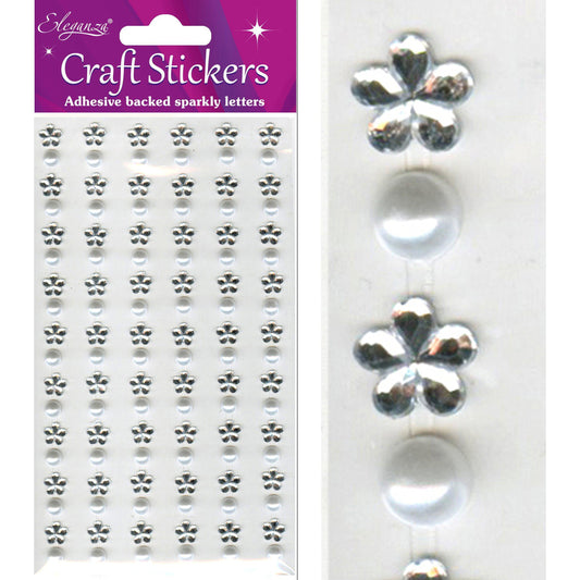 Eleganza Self-Adhesive Pearl & Flower Rhinestone Boarder Stickers-The Creative Bride