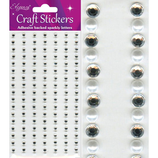 Eleganza Self-Adhesive Pearl & Rhinestone Boarder Stickers - 4mm-The Creative Bride