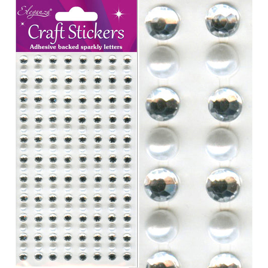 Eleganza Self-Adhesive Pearl & Rhinestone Boarder Stickers - 6mm-The Creative Bride