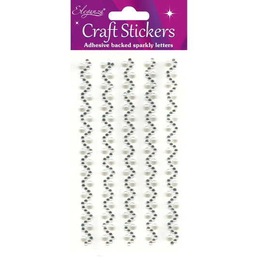 Eleganza Self-Adhesive Pearl & Rhinestone Boarder Stickers-The Creative Bride