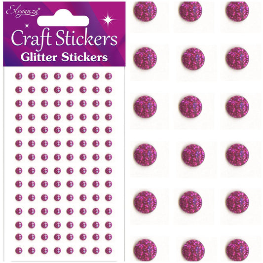 Eleganza Self-Adhesive Round Glitter Gem Stickers - Fuchsia-The Creative Bride