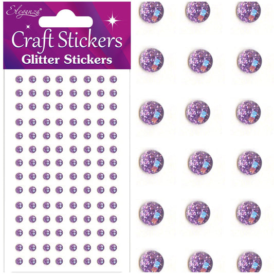 Eleganza Self-Adhesive Round Glitter Gem Stickers - Lavender-The Creative Bride