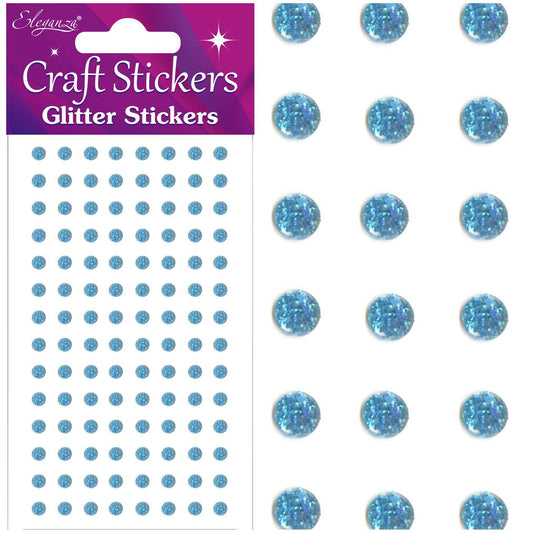 Eleganza Self-Adhesive Round Glitter Gem Stickers - Light Blue-The Creative Bride