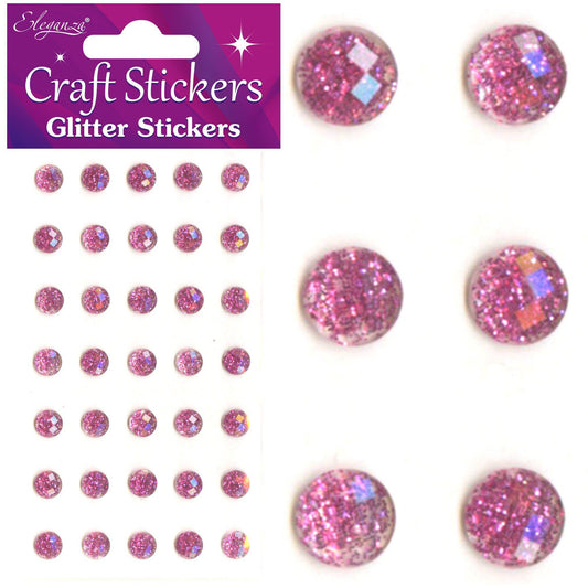 Eleganza Self-Adhesive Round Glitter Gem Stickers - Light Pink 8mm-The Creative Bride