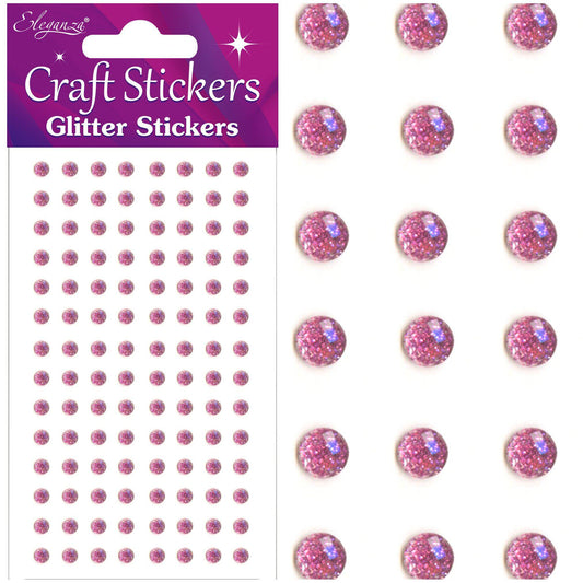 Eleganza Self-Adhesive Round Glitter Gem Stickers - Light Pink-The Creative Bride
