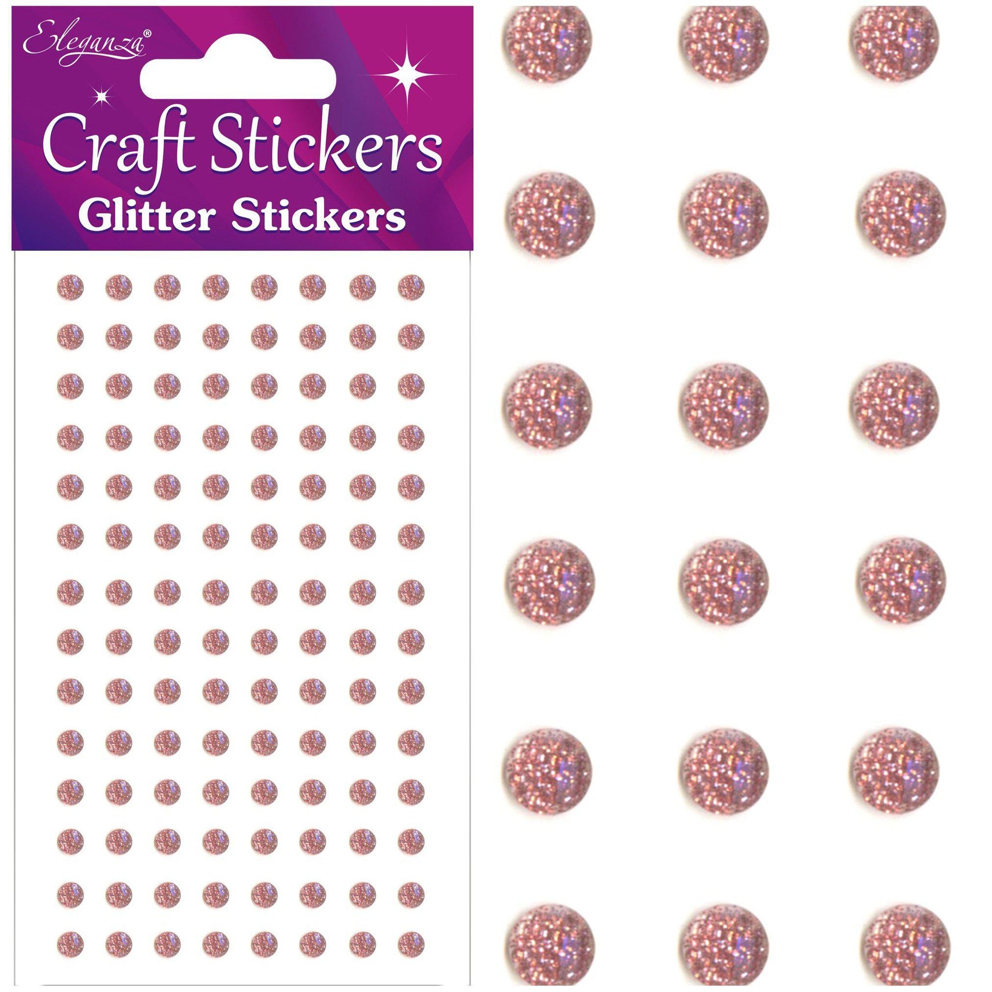 Eleganza Self-Adhesive Round Glitter Gem Stickers - Rose Gold-The Creative Bride