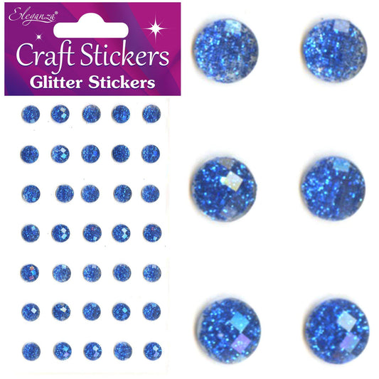 Eleganza Self-Adhesive Round Glitter Gem Stickers - Royal Blue 8mm-The Creative Bride