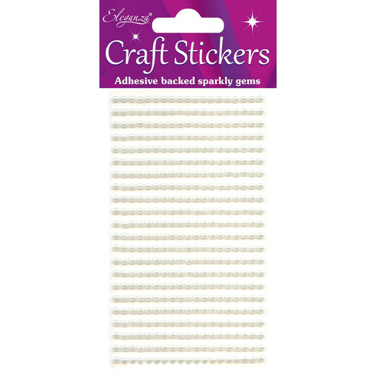 Eleganza Self-Adhesive Round Pearl Stickers - Ivory 3mm-The Creative Bride