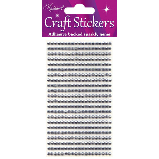 Eleganza Self-Adhesive Round Pearl Stickers - Silver 3mm-The Creative Bride