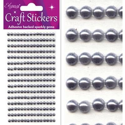 Eleganza Self-Adhesive Round Pearl Stickers - Silver 4mm-The Creative Bride