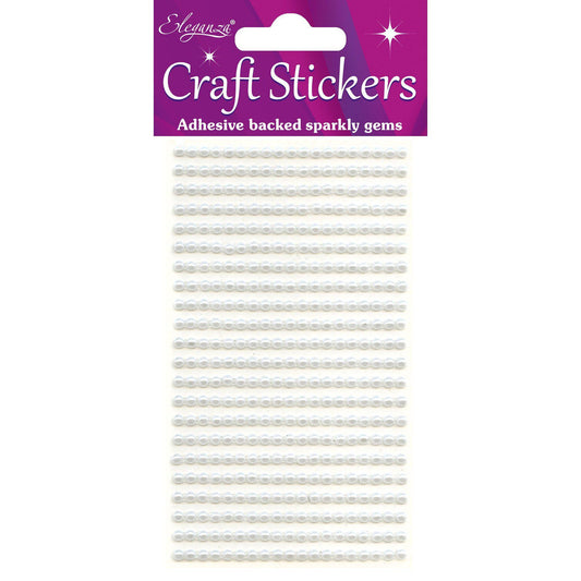Eleganza Self-Adhesive Round Pearl Stickers - White 3mm-The Creative Bride