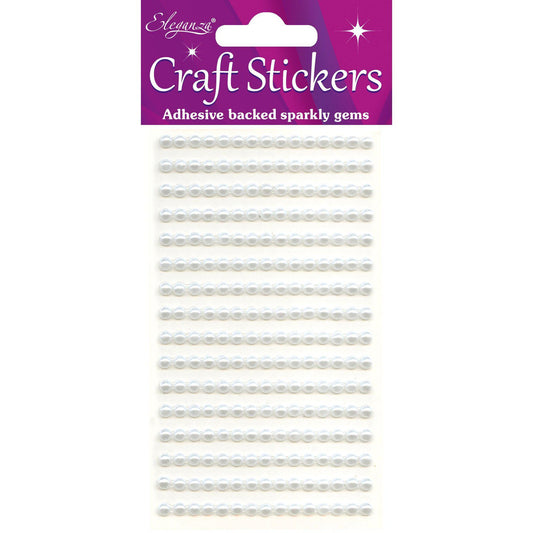 Eleganza Self-Adhesive Round Pearl Stickers - White 4mm-The Creative Bride