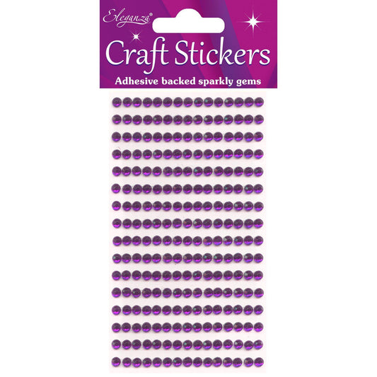 Eleganza Self-Adhesive Round Rhinestone Stickers - Amethyst 4mm-The Creative Bride