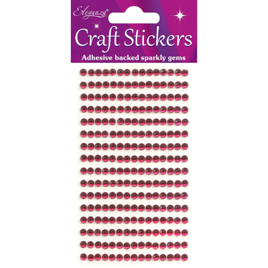 Eleganza Self-Adhesive Round Rhinestone Stickers - Hot Pink 4mm-The Creative Bride