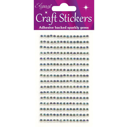 Eleganza Self-Adhesive Round Rhinestone Stickers - Iridescent 4mm-The Creative Bride