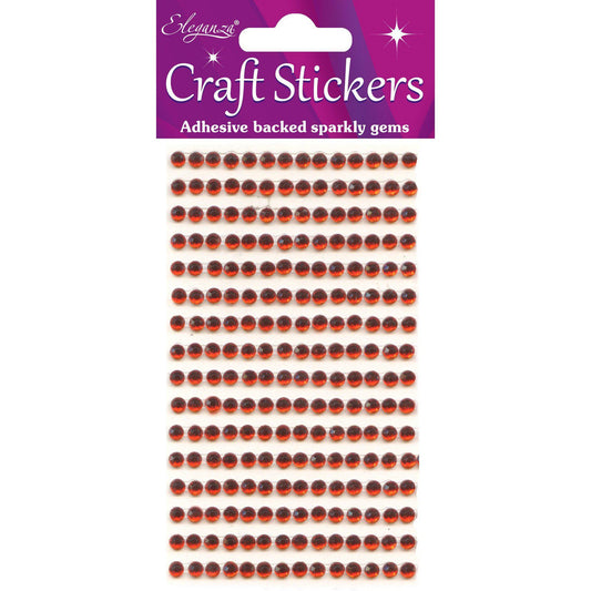 Eleganza Self-Adhesive Round Rhinestone Stickers - Red 4mm-The Creative Bride