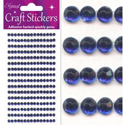 Eleganza Self-Adhesive Round Rhinestone Stickers - Sapphire Blue 4mm-The Creative Bride