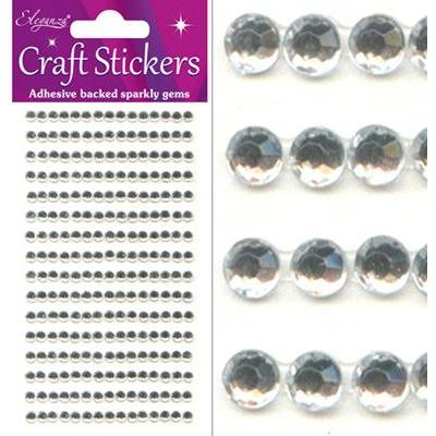 Eleganza Self-Adhesive Round Rhinestone Stickers - Silver 4mm-The Creative Bride