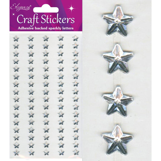 Eleganza Self-Adhesive Silver Star Stickers-The Creative Bride