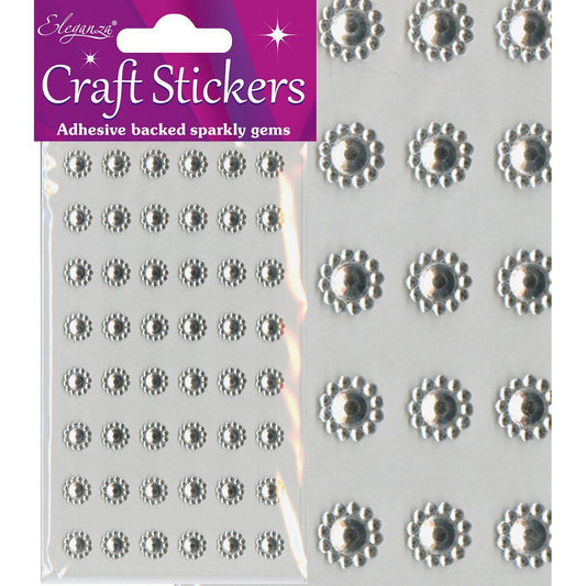 Eleganza Self-Adhesive Silver Sun-Shaped Rhinestone Stickers-The Creative Bride