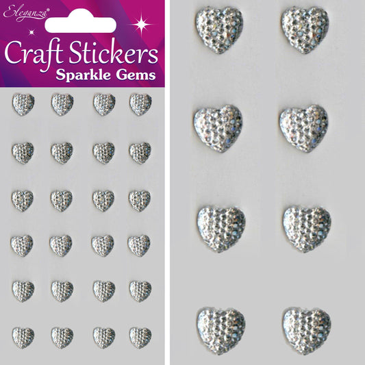 Eleganza Self-Adhesive Sparkle Gem Heart Stickers-The Creative Bride