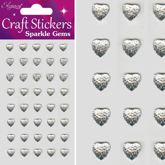 Eleganza Self-Adhesive Sparkle Gem Heart Stickers-The Creative Bride