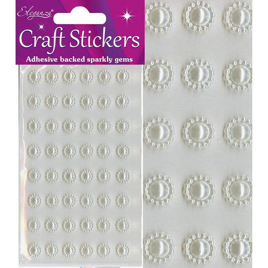 Eleganza Self-Adhesive Sun-Shaped Pearl Stickers - Ivory-The Creative Bride