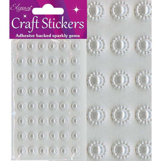 Eleganza Self-Adhesive Sun-Shaped Pearl Stickers - White-The Creative Bride