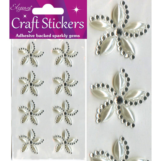 Eleganza Self-Adhesive Swirl Flower Pearl & Rhinestone Stickers-The Creative Bride