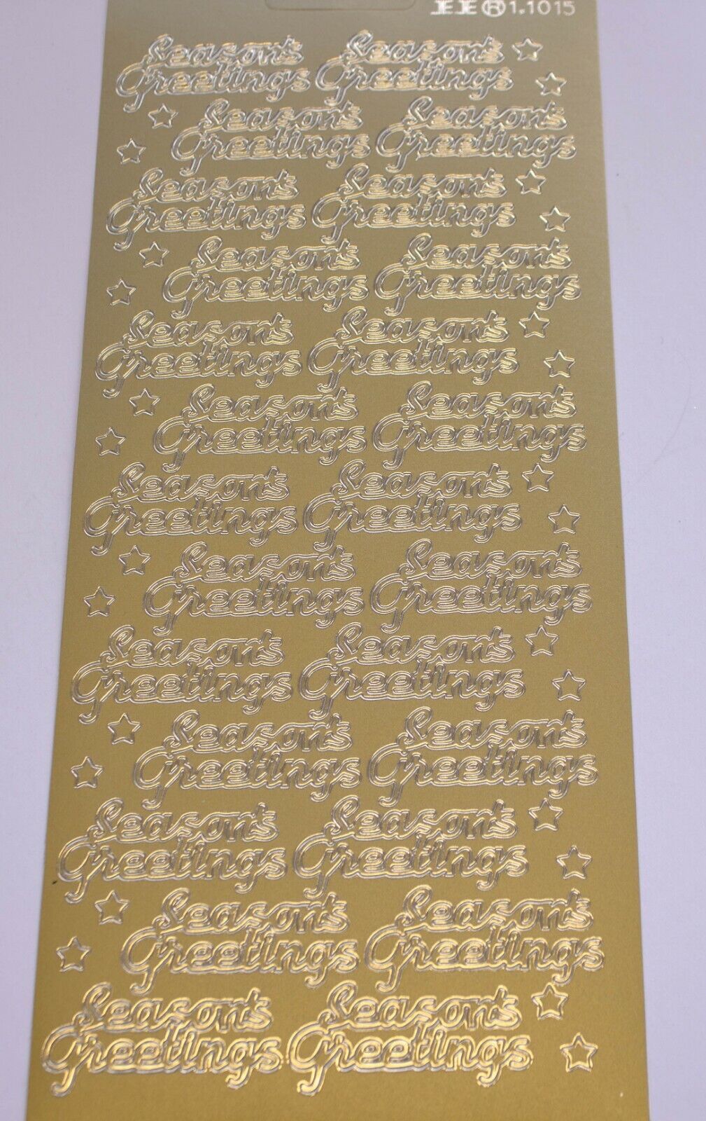Gold seasons greetings sticker sheet