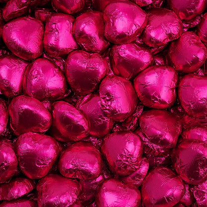 Hot pink foil wrapped heart chocolate with Belgian milk chocolate heart