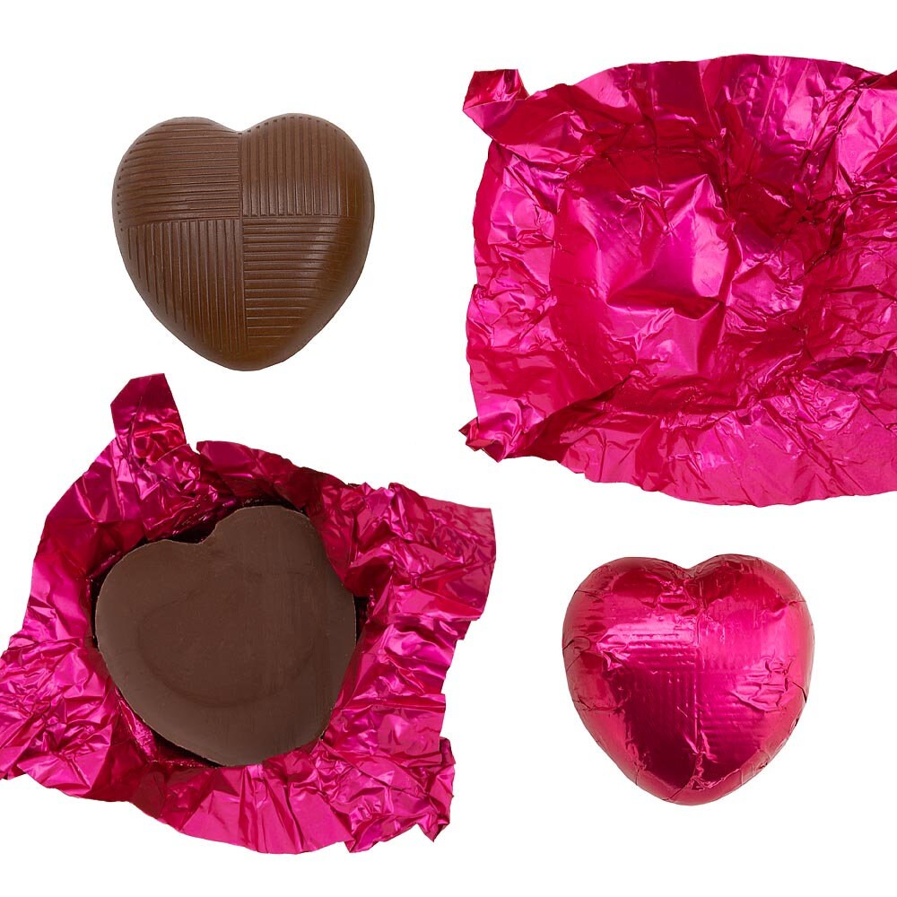 Hot pink foil wedding favour chocolates for table decor