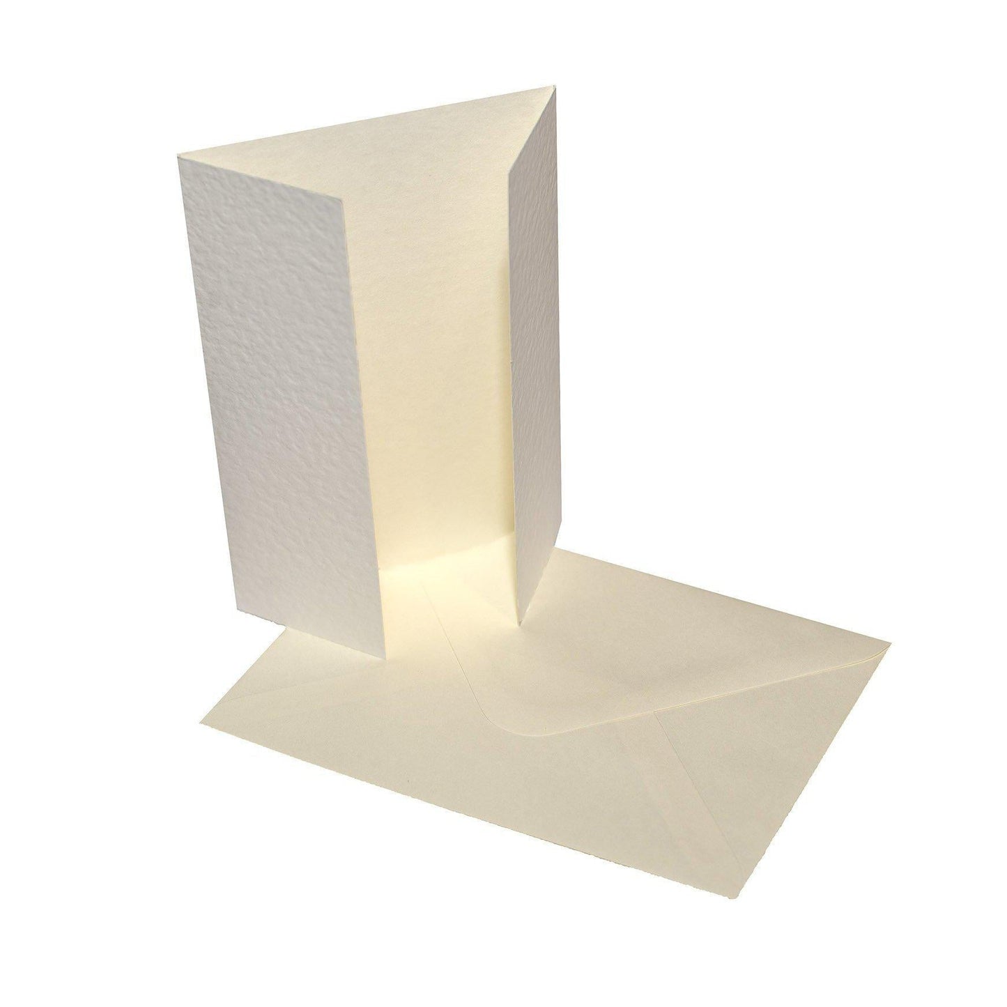 Ivory 300gsm hammer finish gatefold card blank with smooth envelope