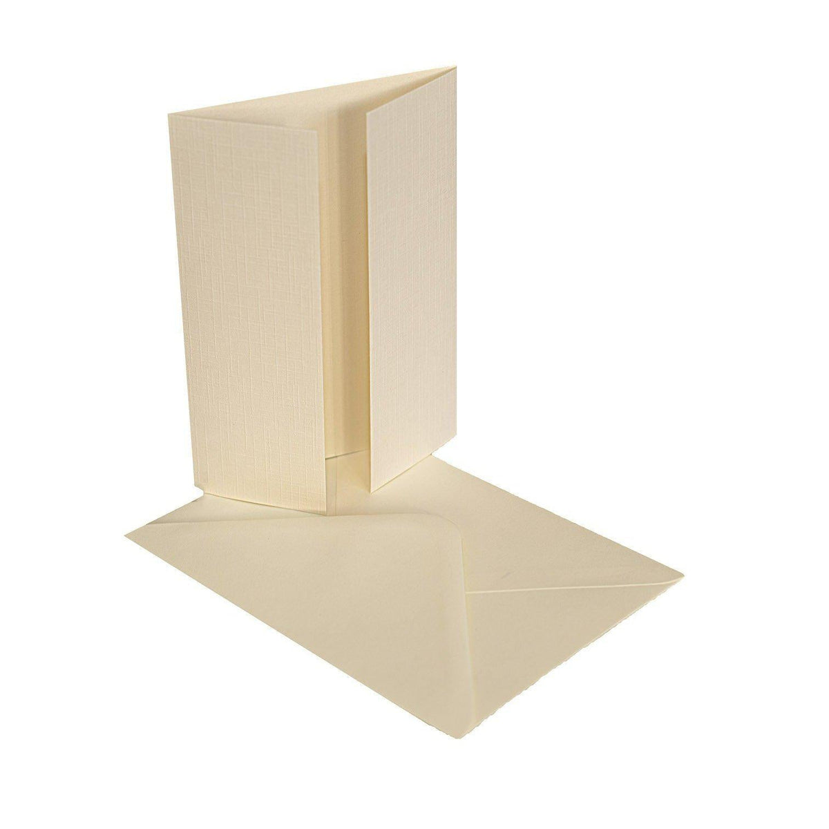Ivory 300gsm linen finish gatefold card blank with smooth envelope