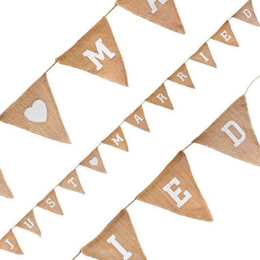 Just Married Natural Hessian Bunting-The Creative Bride