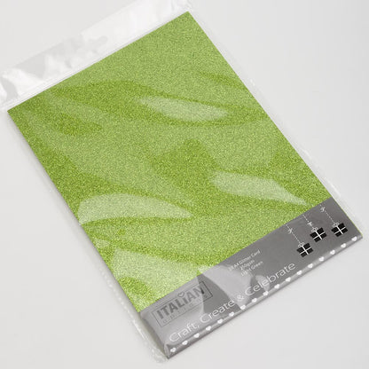 light lime green A4 non-shed glitter card sheets for creating handmade wedding invitations and craft projects