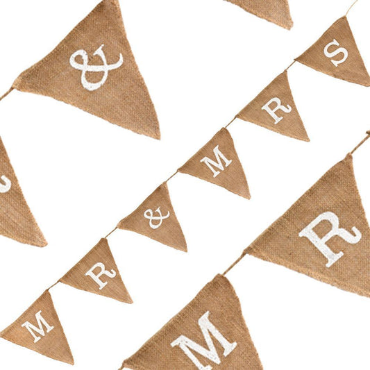 Mr & Mrs Natural Hessian Bunting-The Creative Bride