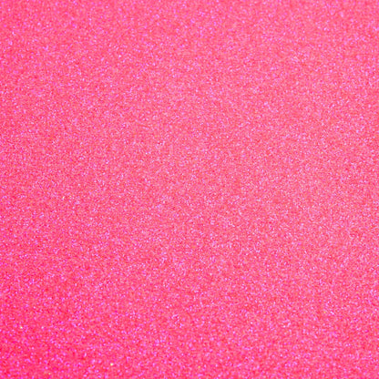 Bright Neon Pink A4 non-shed glitter card with a fine textured sparkle finish for luxury wedding stationery