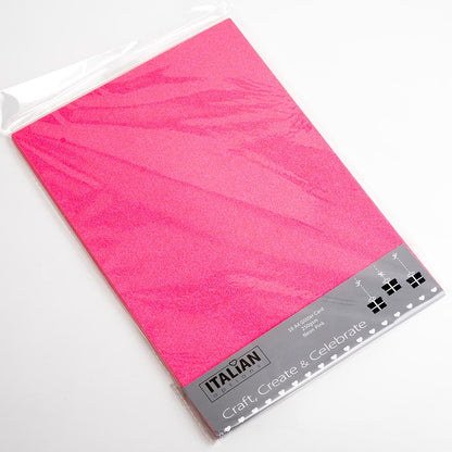 neon pink A4 non-shed glitter card sheets for creating handmade wedding invitations and craft projects