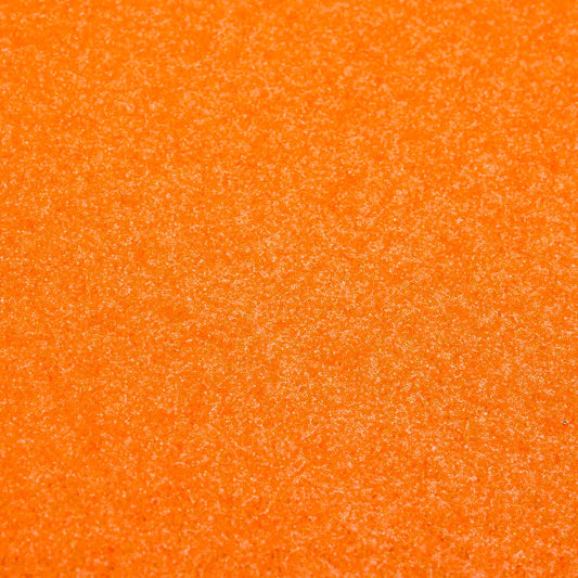 Orange A4 non-shed glitter card with a fine textured sparkle finish for luxury wedding stationery