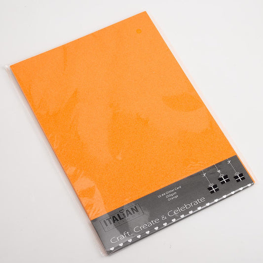 Orange A4 non-shed glitter card sheets for creating handmade wedding invitations and craft projects