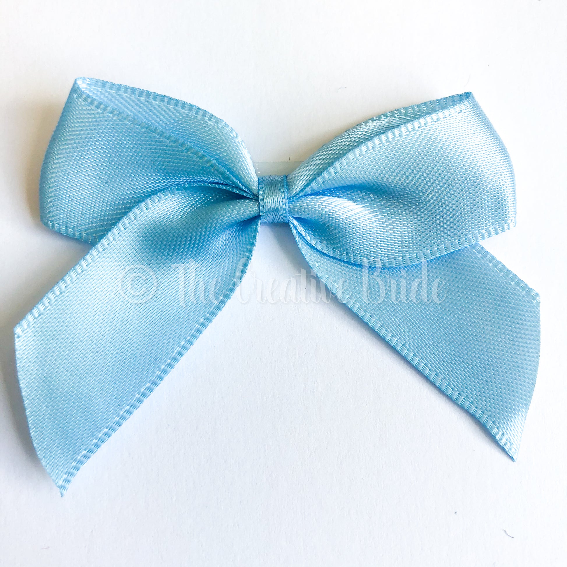 Pale Baby Blue Self Adhesive Satin Ribbon Bow