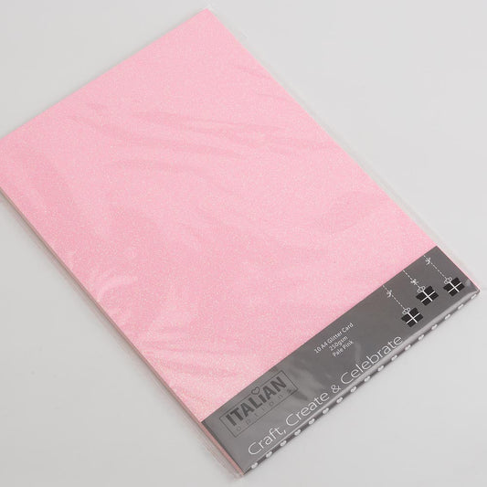 pale baby pink A4 non-shed glitter card with a fine textured sparkle finish for luxury wedding stationery