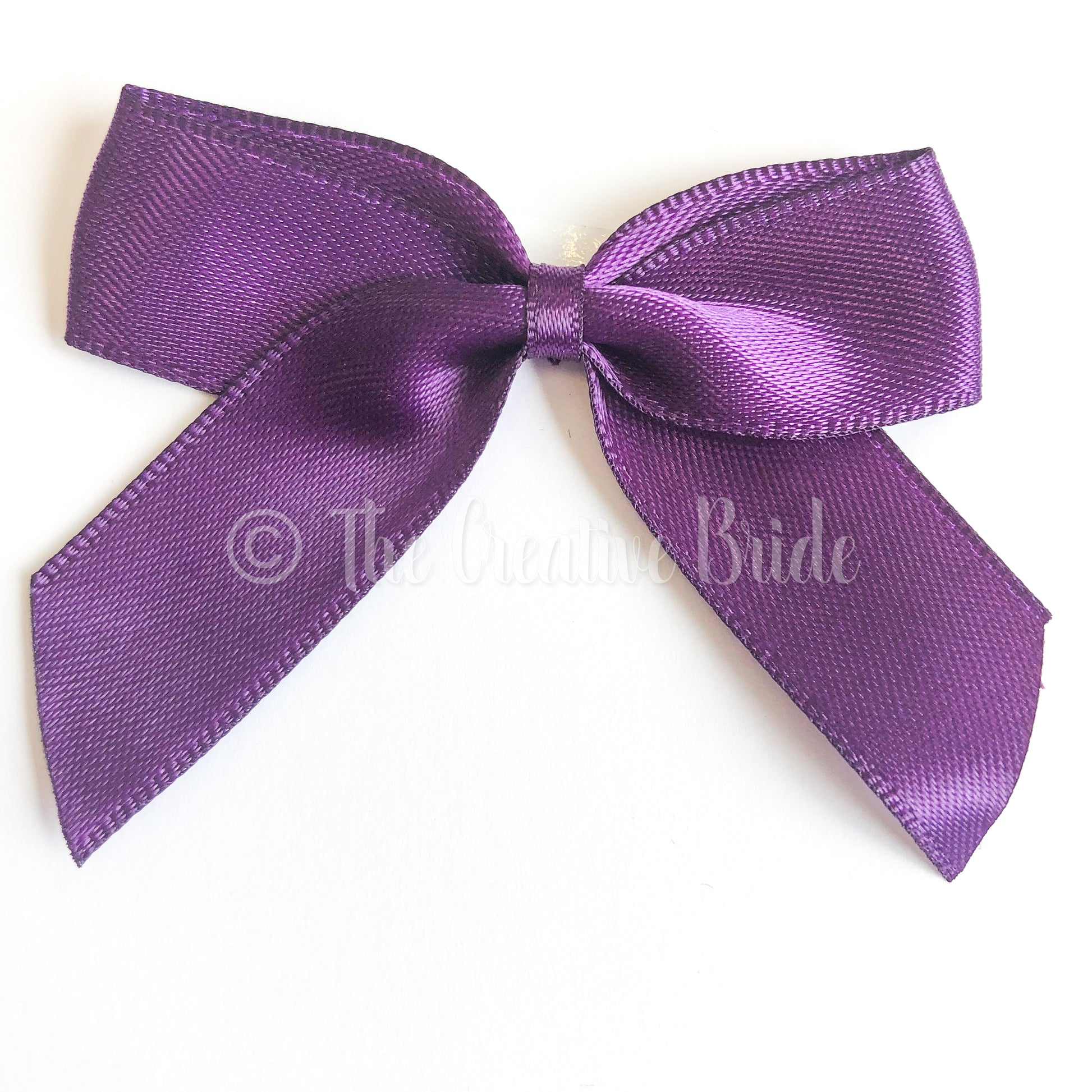 Plum Aubergine Self-Adhesive Satin Ribbon Bow
