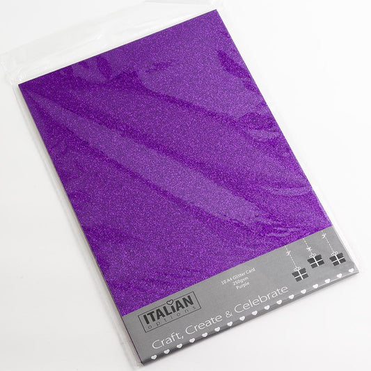 Purple A4 non-shed glitter card sheets for creating handmade wedding invitations and craft projects